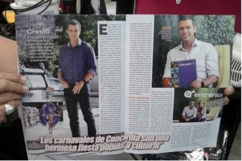 Cresto promocionó Concordia en una conocida revista de la farándula