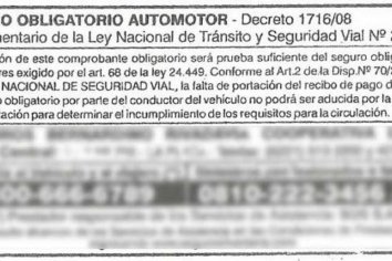 No hace falta llevar los comprobantes de pago del Seguro Automotor Obligatorio