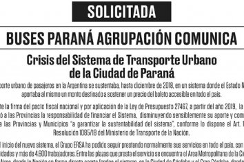 Buses Paraná comunicó sobre la crisis del transporte urbano