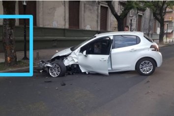 Un auto chocó contra un árbol