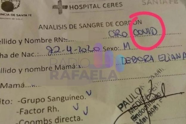 A un bebé santafesino le pusieron "Covid" de segundo nombre