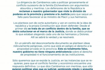 El Partido Justicialista de Entre Ríos le respondió a Juntos Por El Cambio