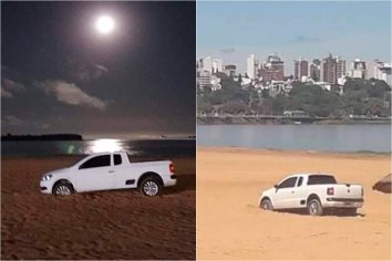 Intentó evadir un control escapando por la playa y quedó atorado en la arena