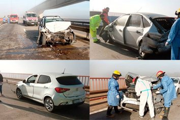 Tres heridos tras choque entre 8 autos