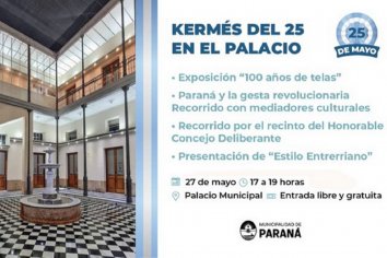 La kermés del 25 de Mayo en el Palacio Municipal se realizará este sábado