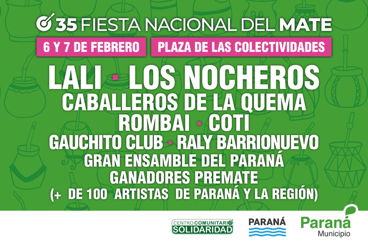 Anunciaron los artistas que se presentarán en la 35ª Fiesta Nacional del Mate