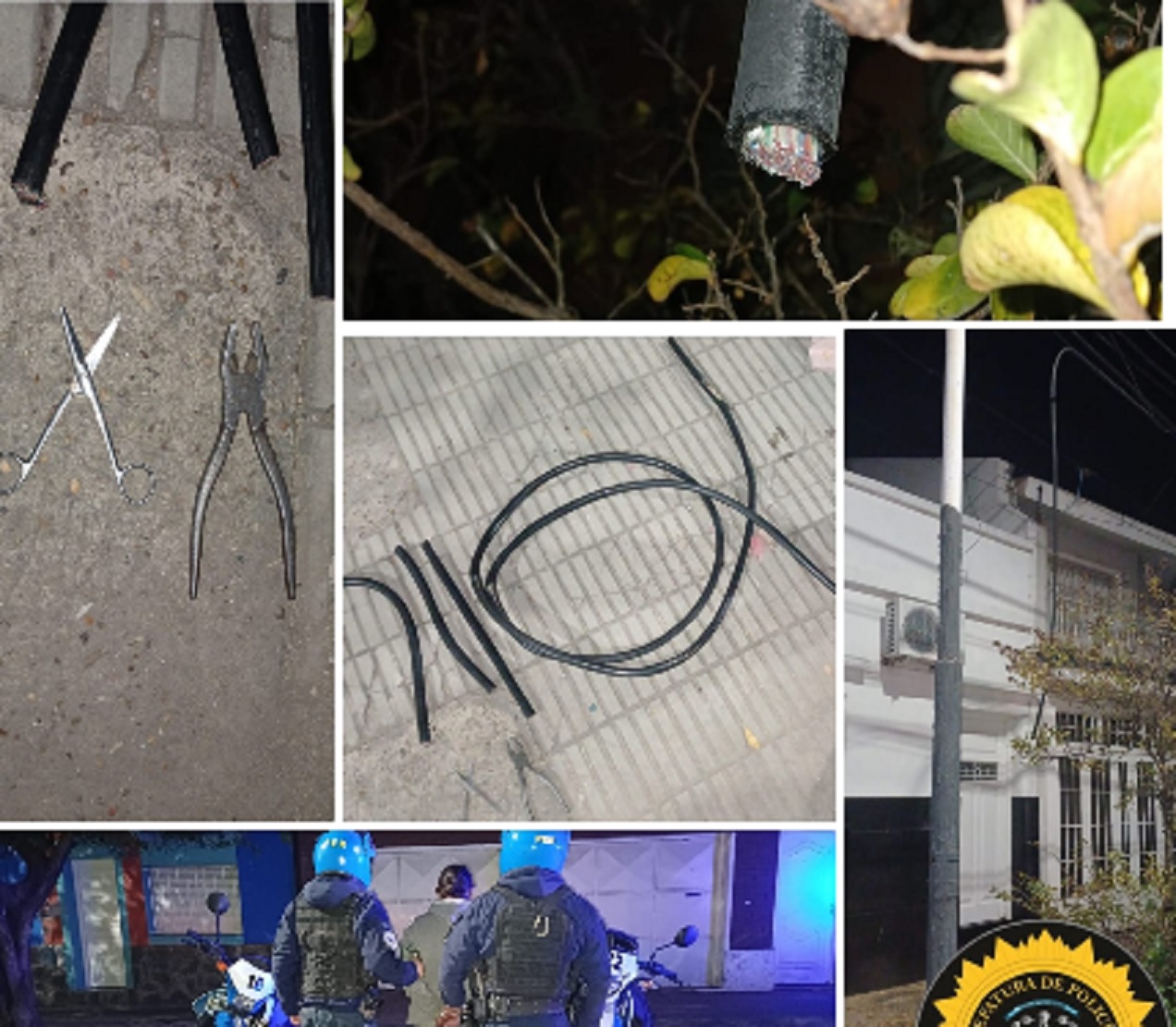 Detuvieron a un hombre mientras robaba cableado público