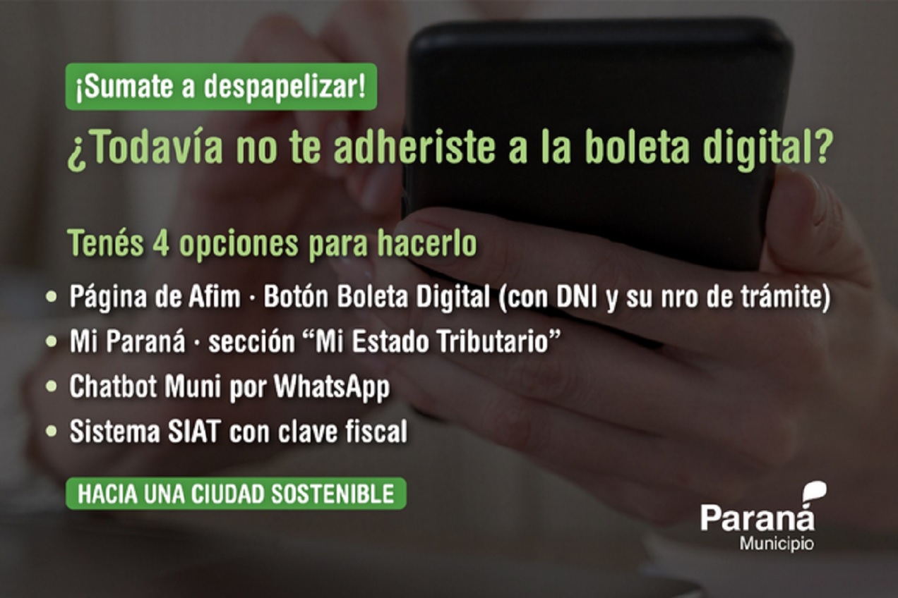 Boleta Digital: el Municipio invita a sumarse a la digitalización de servicios municipales