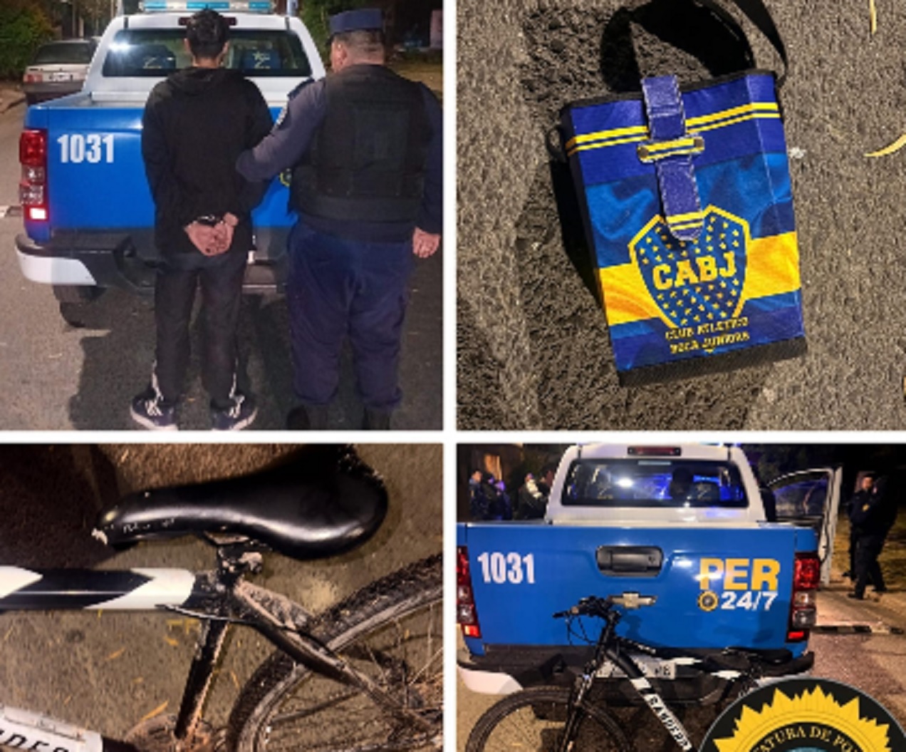 Detuvieron a hombre que previamente había robado una bicicleta y un portatermo amenazando con un arma blanca