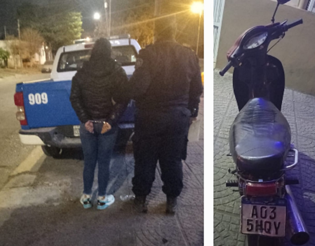 Menor de edad, junto a su novia de 19 años, robaron la moto de su madre y efectuaron detonaciones de arma de fuego
