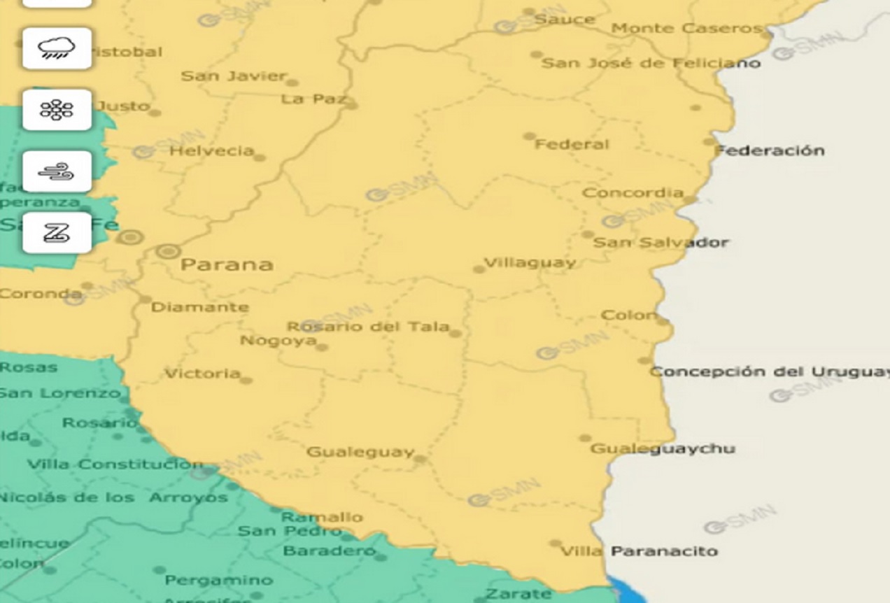 Alerta amarillo por tormentas para este jueves