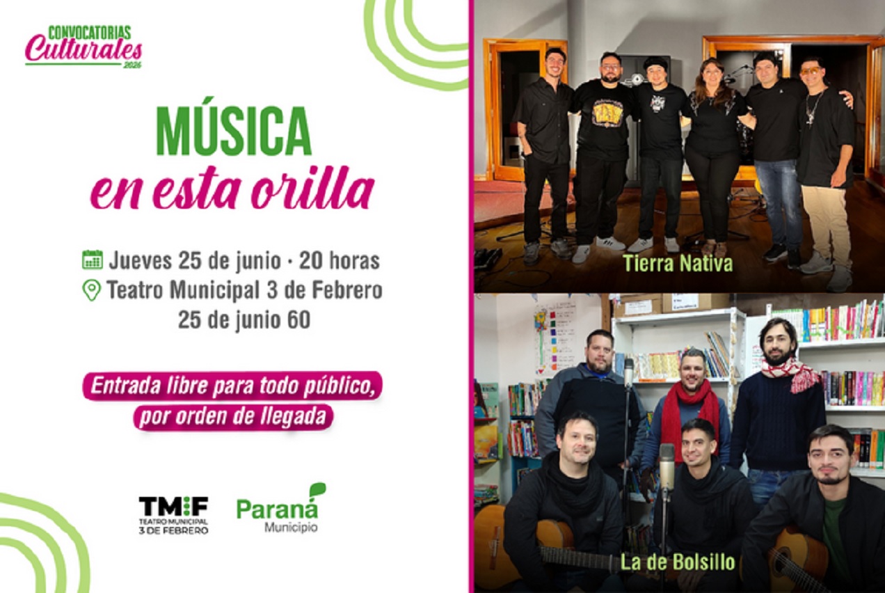 Invitan a disfrutar de bandas en vivo en el ciclo Música en esta orilla