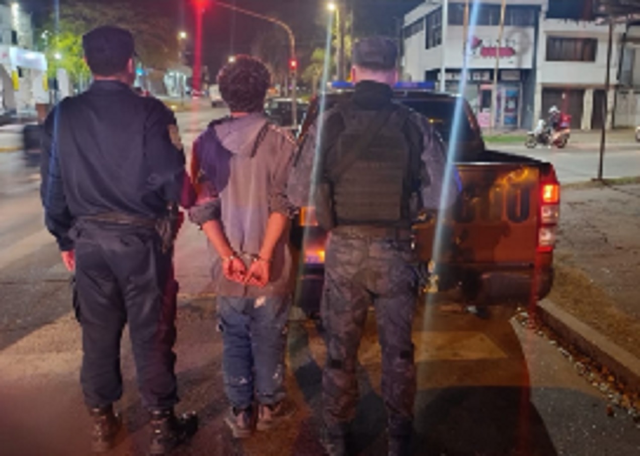 Circulaba con dos carros de supermercado y fue detenido