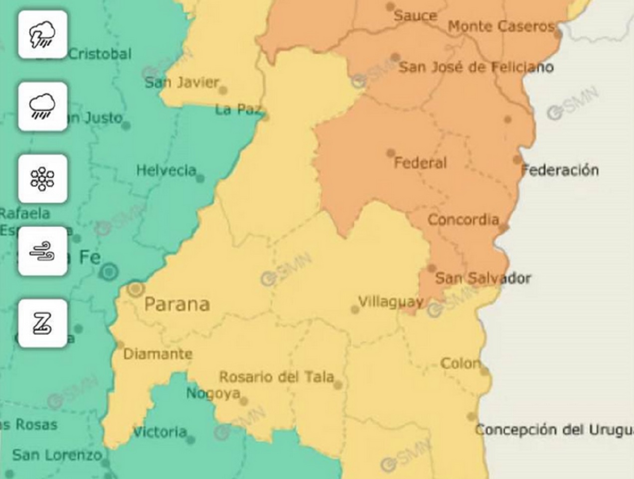 Se renueva la alerta naranja por tormentas intensas para el norte de la provincia